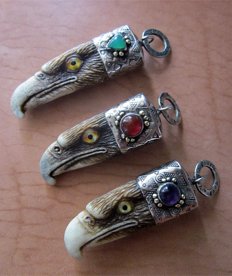Eagles Eagle pendants Horn, nickel silver, brass, amethyst (4/7)