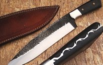 Custom Handmade DAMASCUS KNIFE With Leather Cover MAKARATA