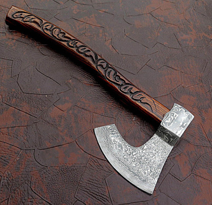 UNIQUE HAND MADE DAMASCUS STEEL TOMAHAWK HATCHED AXE (3/6)