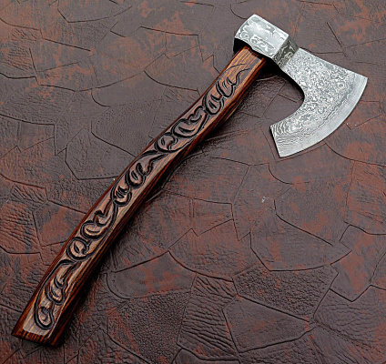 UNIQUE HAND MADE DAMASCUS STEEL TOMAHAWK HATCHED AXE (2/6)