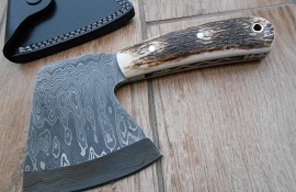 Beautiful Hatchet - Damascus Steel with Stag Antler