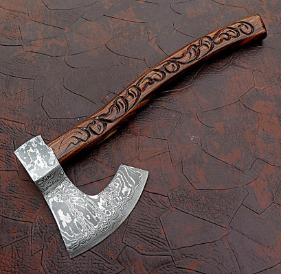 UNIQUE HAND MADE DAMASCUS STEEL TOMAHAWK HATCHED AXE (6/6)
