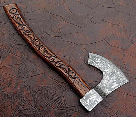 UNIQUE HAND MADE DAMASCUS STEEL TOMAHAWK HATCHED AXE (4/6)