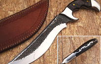 Custom Handmade DAMASCUS KNIFE Makarata With Leather Cover