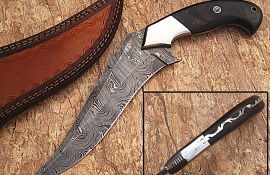 Custom Handmade DAMASCUS KNIFE Makarata With Leather Cover