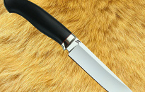 Нож Промысловый (сталь D2), рукоять мельхиор, фибра, граб.