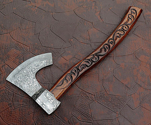 UNIQUE HAND MADE DAMASCUS STEEL TOMAHAWK HATCHED AXE (5/6)